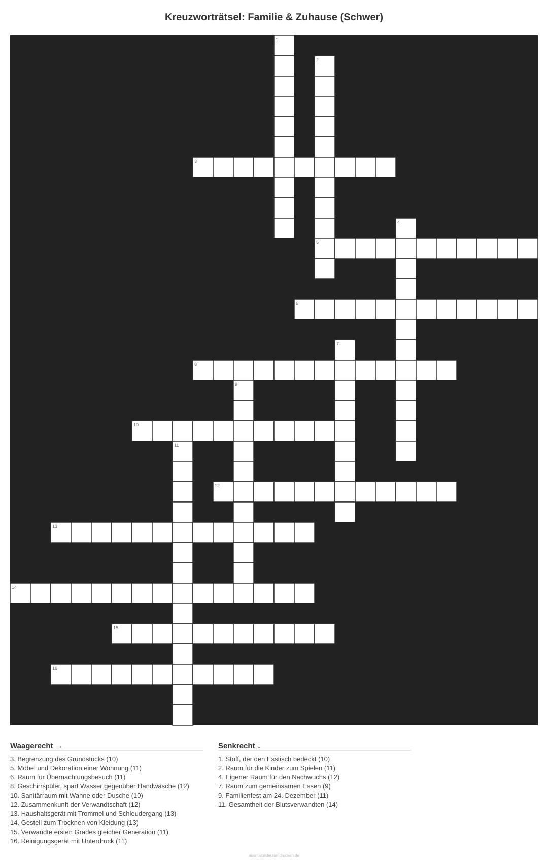 Kreuzworträtsel Kreuzworträtsel: Familie & Zuhause (Schwer) aus der Kategorie Familie - kostenlos ausdrucken