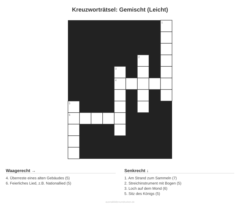 Kreuzworträtsel Kreuzworträtsel: Gemischt (Leicht) aus der Kategorie Sonstiges - kostenlos ausdrucken