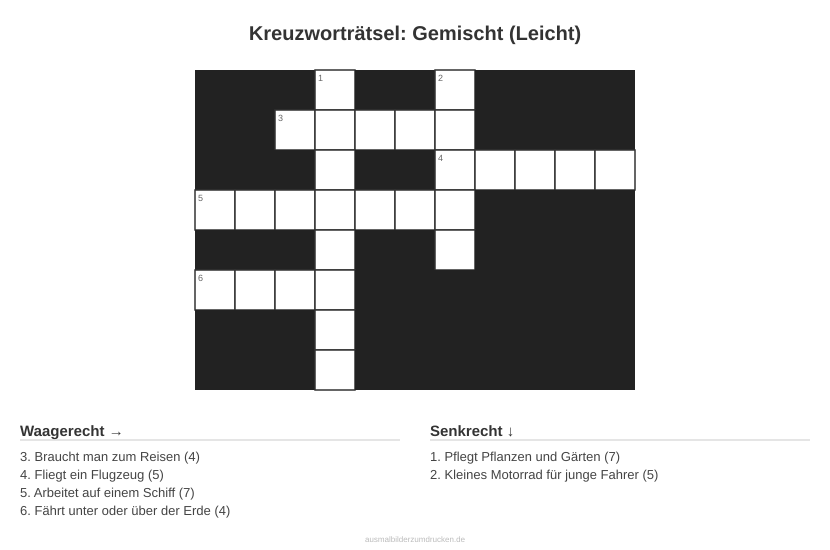 Kreuzworträtsel Kreuzworträtsel: Gemischt (Leicht) aus der Kategorie Sonstiges - kostenlos ausdrucken