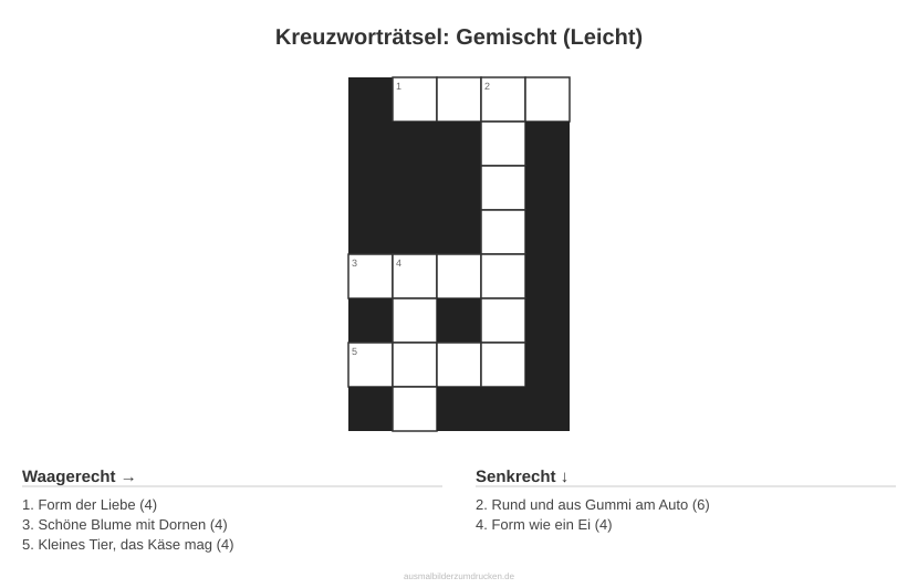 Kreuzworträtsel Kreuzworträtsel: Gemischt (Leicht) aus der Kategorie Sonstiges - kostenlos ausdrucken