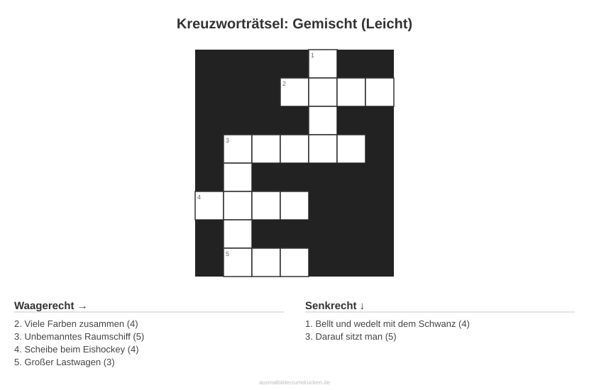 Kreuzworträtsel Kreuzworträtsel: Gemischt (Leicht) aus der Kategorie Sonstiges - kostenlos ausdrucken