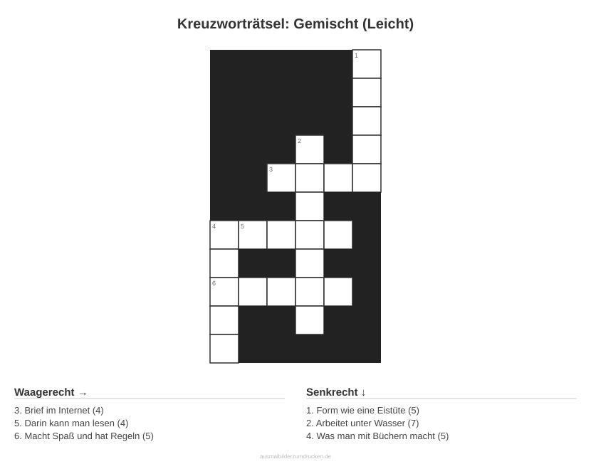 Kreuzworträtsel Kreuzworträtsel: Gemischt (Leicht) aus der Kategorie Sonstiges - kostenlos ausdrucken