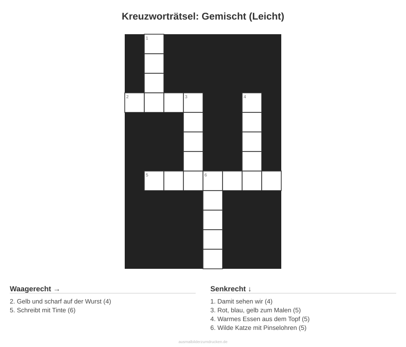 Kreuzworträtsel Kreuzworträtsel: Gemischt (Leicht) aus der Kategorie Sonstiges - kostenlos ausdrucken