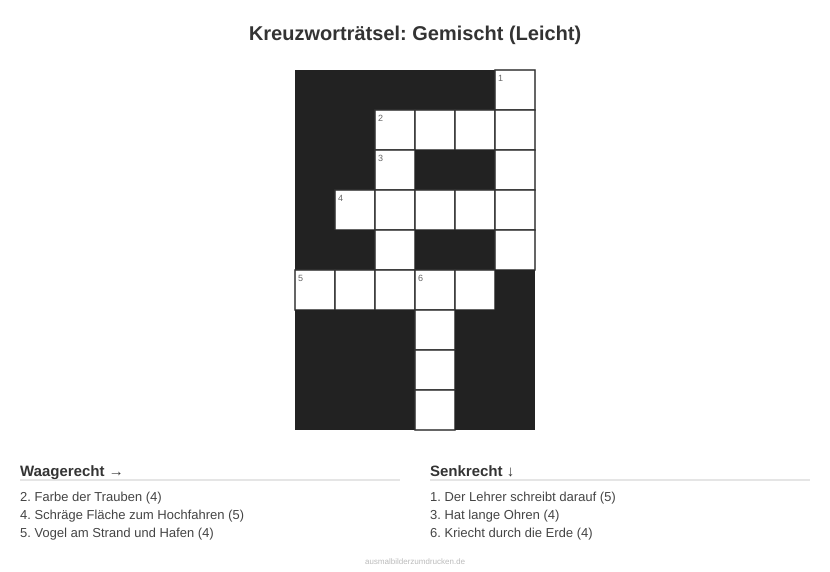 Kreuzworträtsel Kreuzworträtsel: Gemischt (Leicht) aus der Kategorie Sonstiges - kostenlos ausdrucken