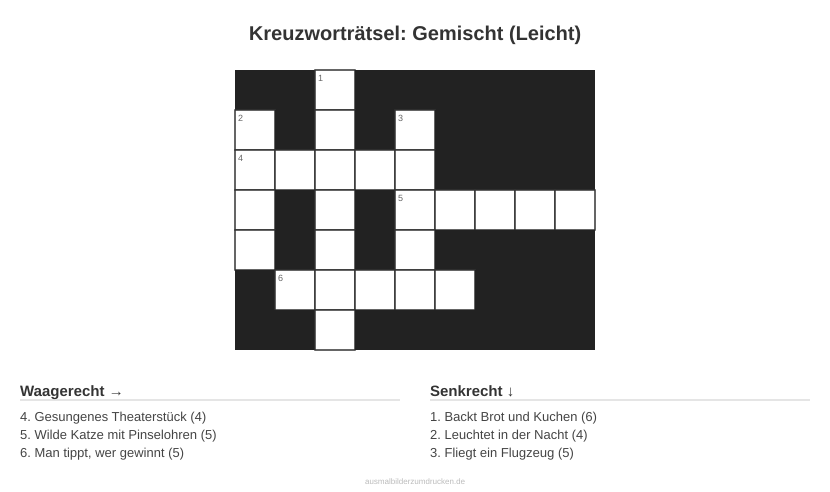 Kreuzworträtsel Kreuzworträtsel: Gemischt (Leicht) aus der Kategorie Sonstiges - kostenlos ausdrucken