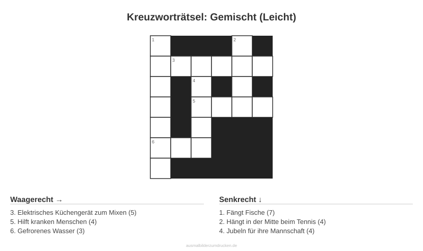 Kreuzworträtsel Kreuzworträtsel: Gemischt (Leicht) aus der Kategorie Sonstiges - kostenlos ausdrucken