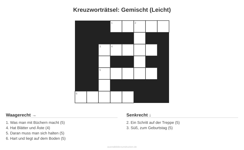 Kreuzworträtsel Kreuzworträtsel: Gemischt (Leicht) aus der Kategorie Sonstiges - kostenlos ausdrucken