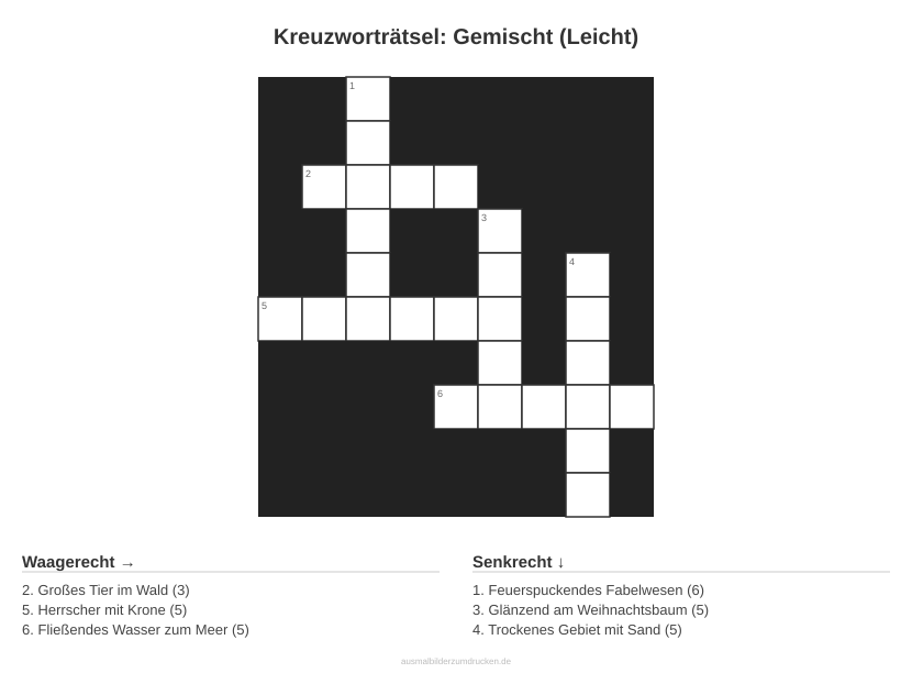 Kreuzworträtsel Kreuzworträtsel: Gemischt (Leicht) aus der Kategorie Sonstiges - kostenlos ausdrucken
