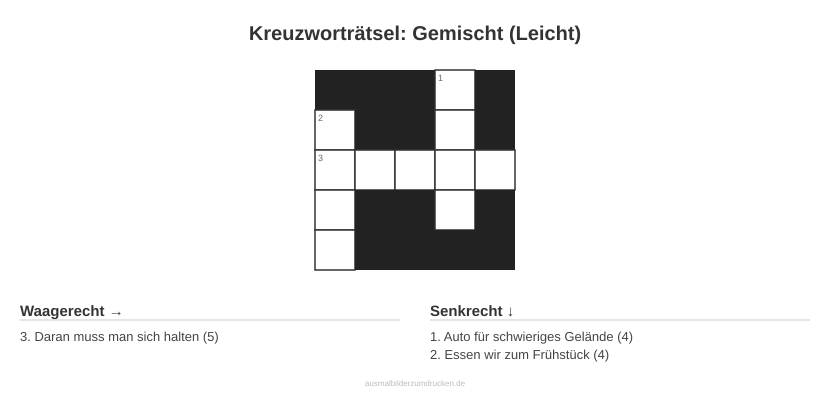 Kreuzworträtsel Kreuzworträtsel: Gemischt (Leicht) aus der Kategorie Sonstiges - kostenlos ausdrucken