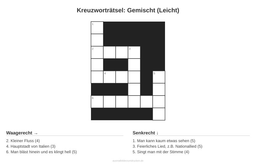 Kreuzworträtsel Kreuzworträtsel: Gemischt (Leicht) aus der Kategorie Sonstiges - kostenlos ausdrucken
