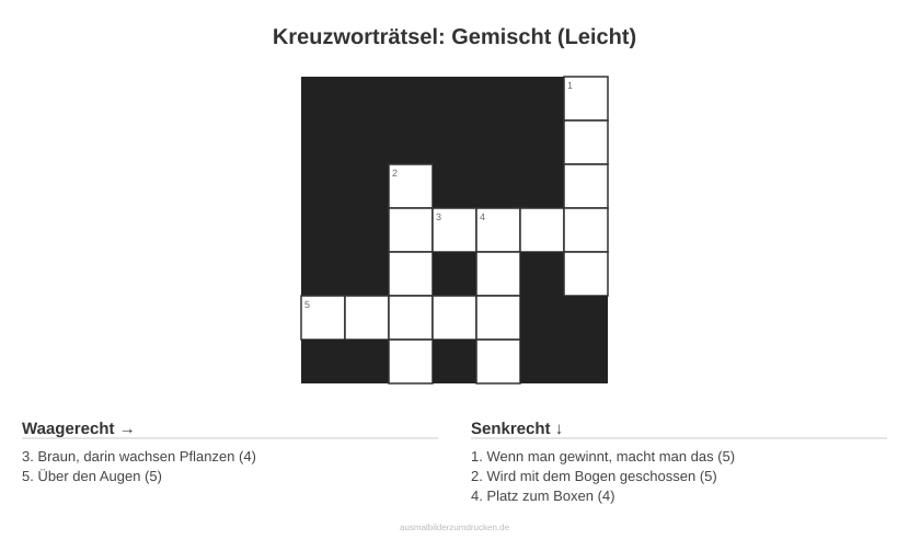 Kreuzworträtsel Kreuzworträtsel: Gemischt (Leicht) aus der Kategorie Sonstiges - kostenlos ausdrucken