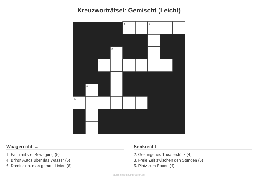 Kreuzworträtsel Kreuzworträtsel: Gemischt (Leicht) aus der Kategorie Sonstiges - kostenlos ausdrucken