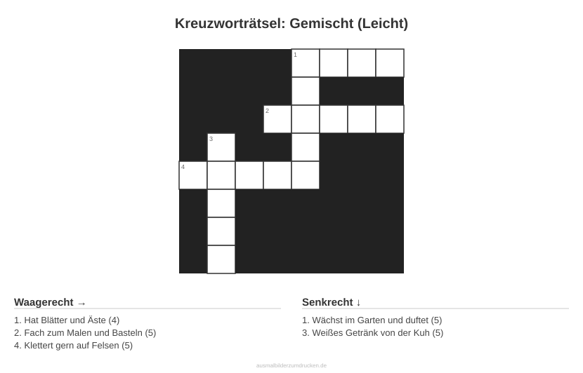 Kreuzworträtsel Kreuzworträtsel: Gemischt (Leicht) aus der Kategorie Sonstiges - kostenlos ausdrucken