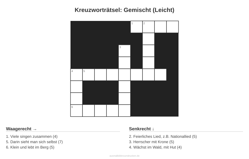 Kreuzworträtsel Kreuzworträtsel: Gemischt (Leicht) aus der Kategorie Sonstiges - kostenlos ausdrucken