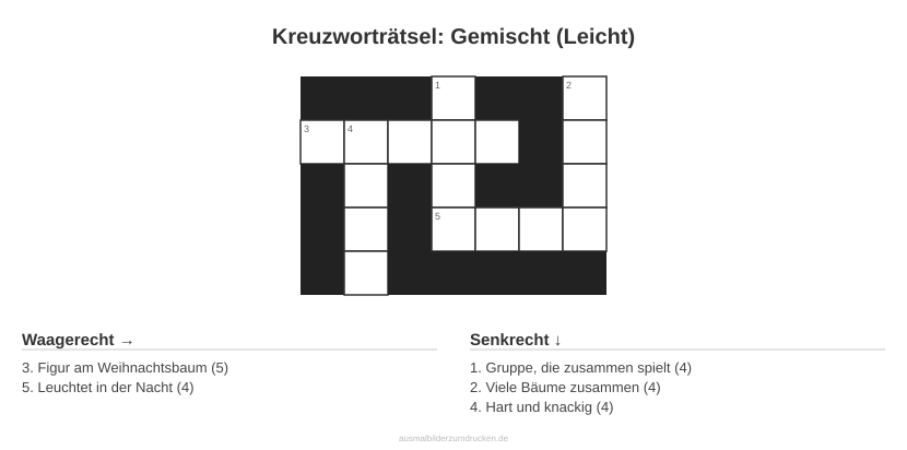 Kreuzworträtsel Kreuzworträtsel: Gemischt (Leicht) aus der Kategorie Sonstiges - kostenlos ausdrucken