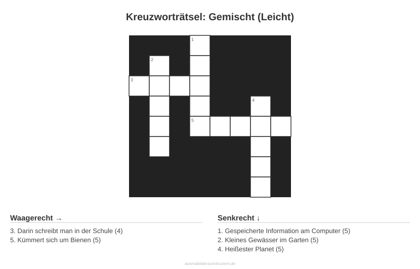 Kreuzworträtsel Kreuzworträtsel: Gemischt (Leicht) aus der Kategorie Sonstiges - kostenlos ausdrucken