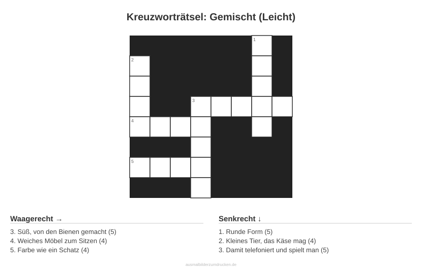 Kreuzworträtsel Kreuzworträtsel: Gemischt (Leicht) aus der Kategorie Sonstiges - kostenlos ausdrucken