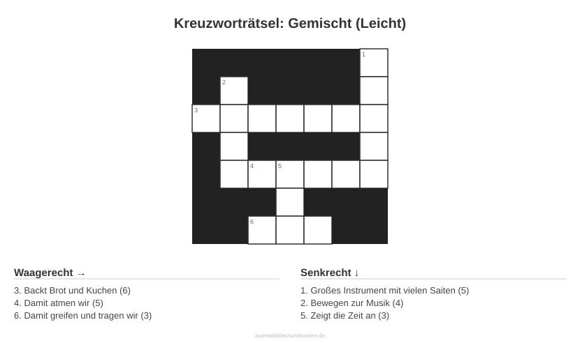 Kreuzworträtsel Kreuzworträtsel: Gemischt (Leicht) aus der Kategorie Sonstiges - kostenlos ausdrucken