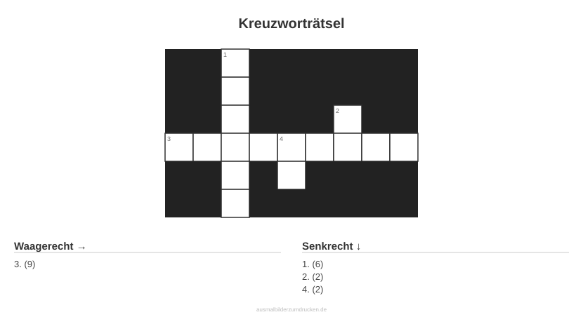 Kreuzworträtsel Kreuzworträtsel aus der Kategorie Eigene Wörter - kostenlos ausdrucken